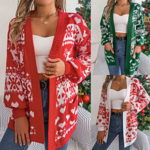 Christmas Women's Open Front Cardigan